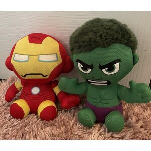 Ty Beanie Baby - INCREDIBLE‎ HULK And IRON MAN - Stuffed Animal Plush Toy Lot